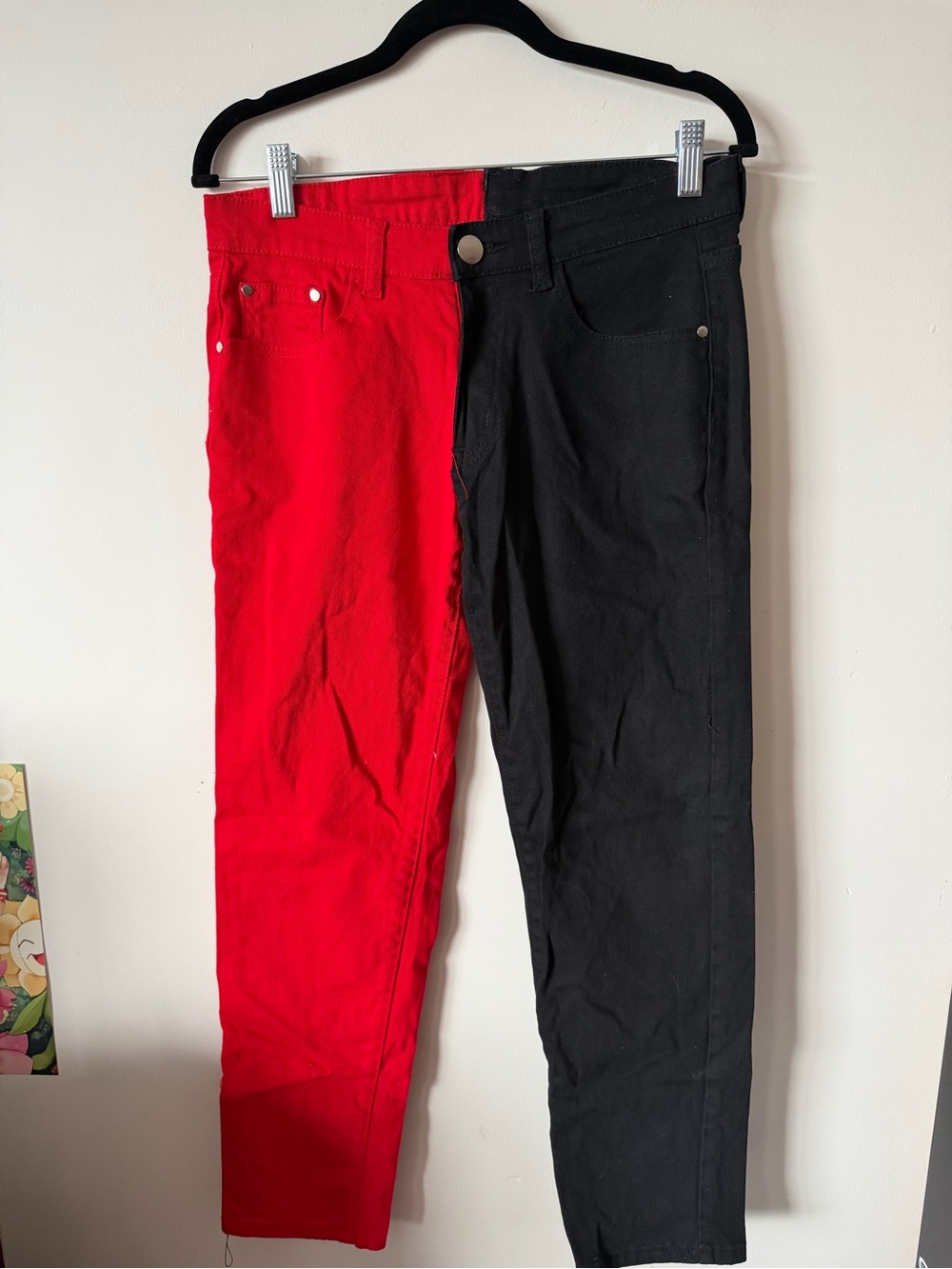Women’s Two-Tone Red and Black Stretch Pants